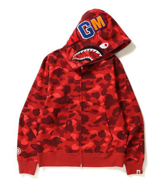 Bape Color Camo Shark Full Zip (Ss21) Hoodie Red