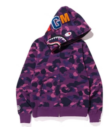 BAPE Color Camo Shark Full Zip Hoodie Purple