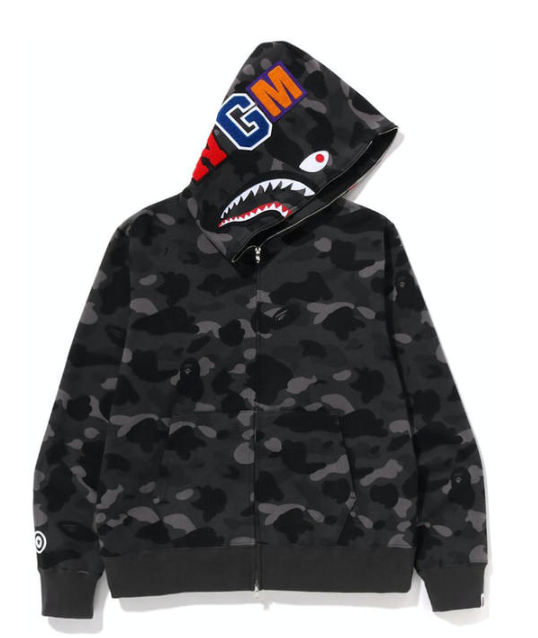 BAPE Color Camo Shark Full Zip Hoodie (SS23) Black