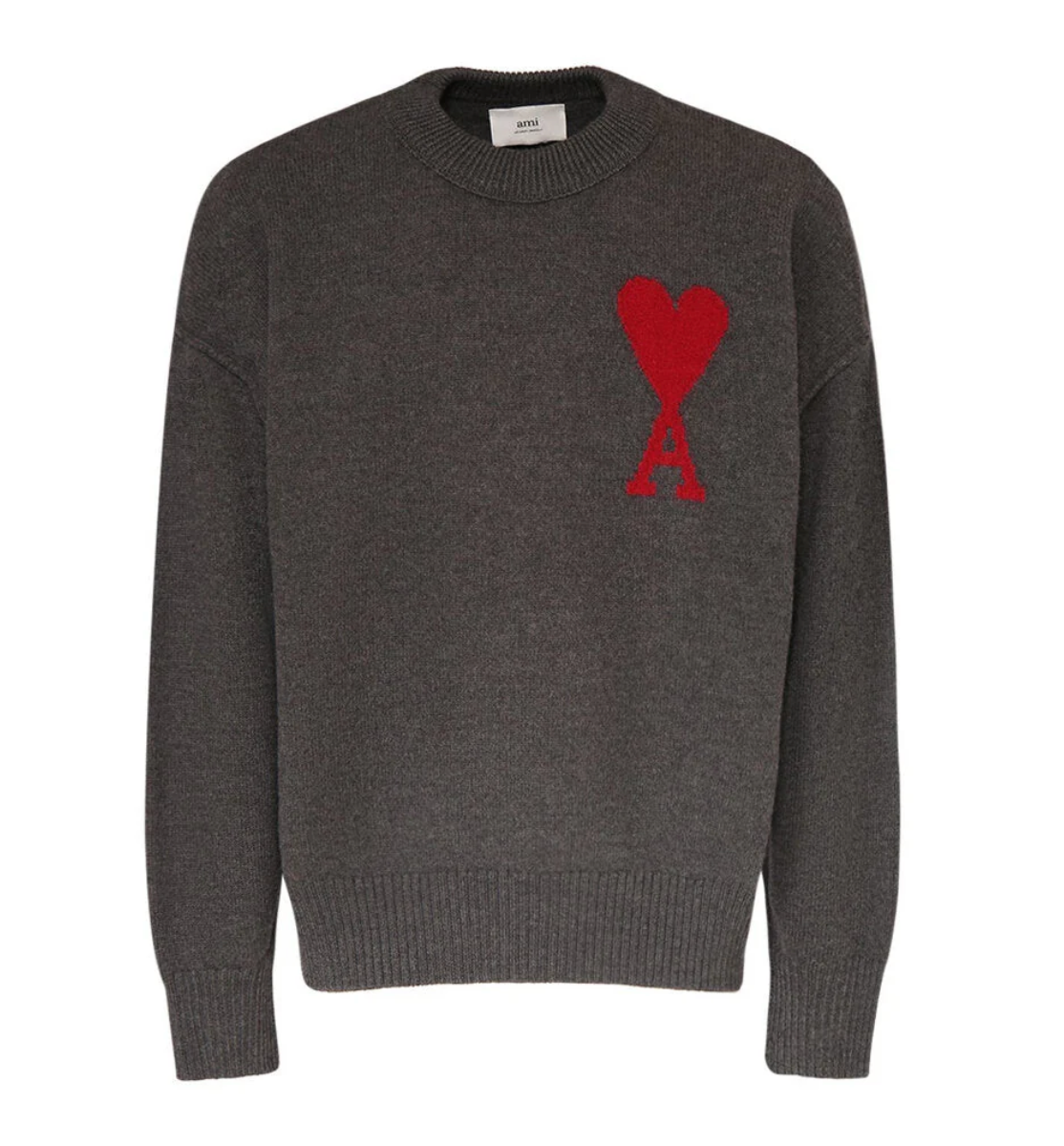 Ami Paris Sweater Red Logo Grey